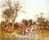 Georges Washington Canvas Paintings - Cavaliers Arabes A L'Abreuvoir